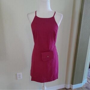 Free People Magenta Tie Dress with Belt Bag